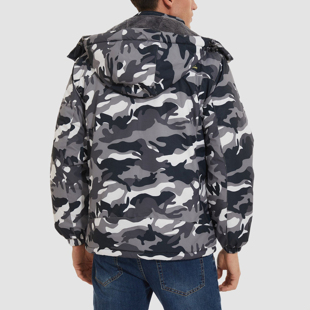 Men's Water-Resistant Ski Jacket - Insulated Fleece Lined Winter Coat for Cold Weather