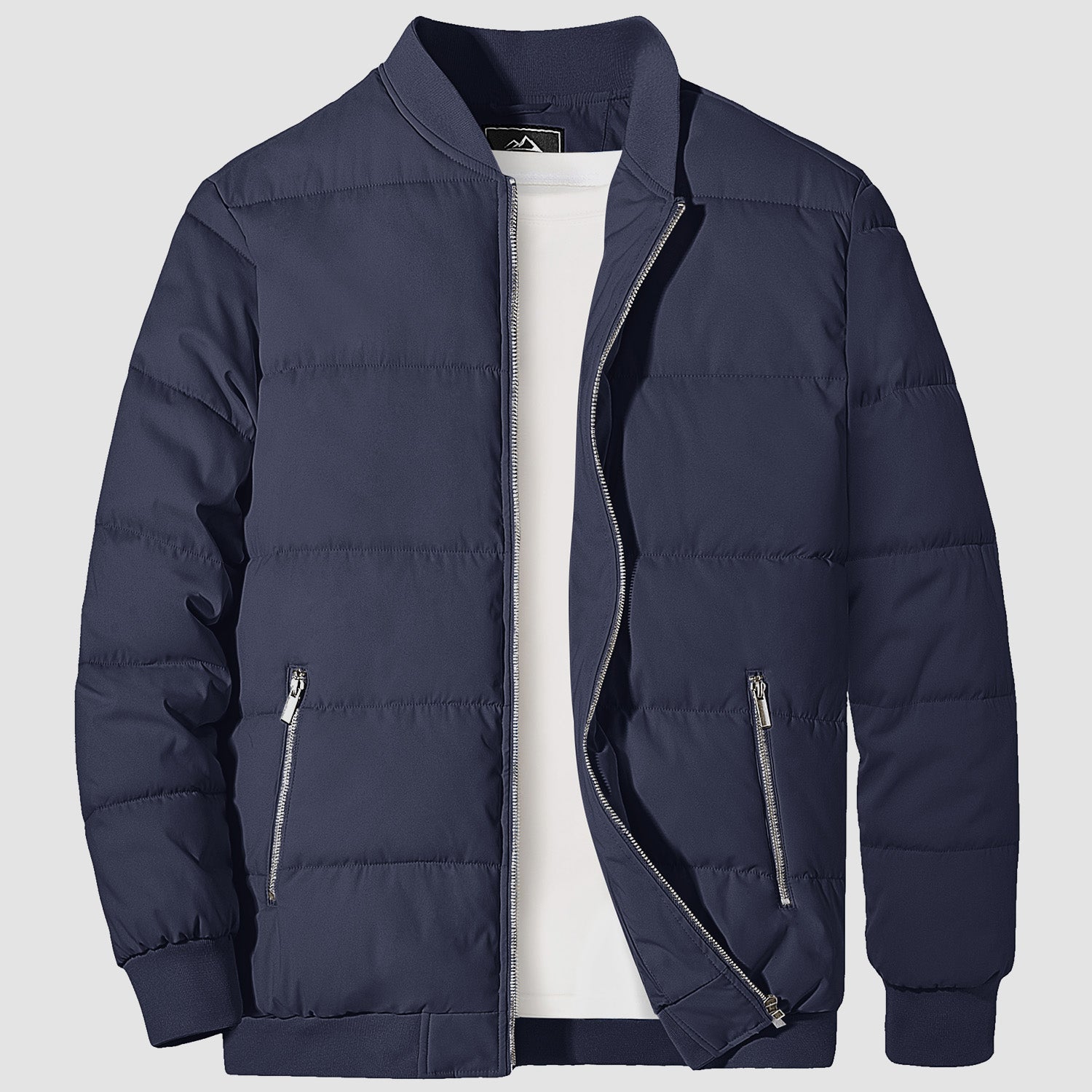 Men's Quilted Bomber Puffer Jacket - Warm, Windproof Outerwear for Ultimate Comfort and Style