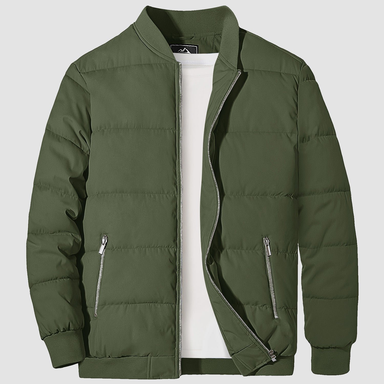 Men's Quilted Bomber Puffer Jacket - Warm, Windproof Outerwear for Ultimate Comfort and Style
