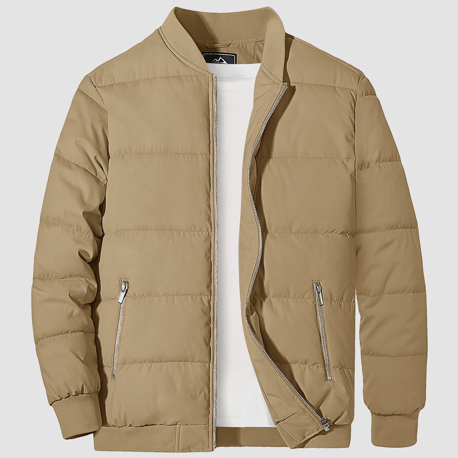 Men's Quilted Bomber Puffer Jacket - Warm, Windproof Outerwear for Ultimate Comfort and Style
