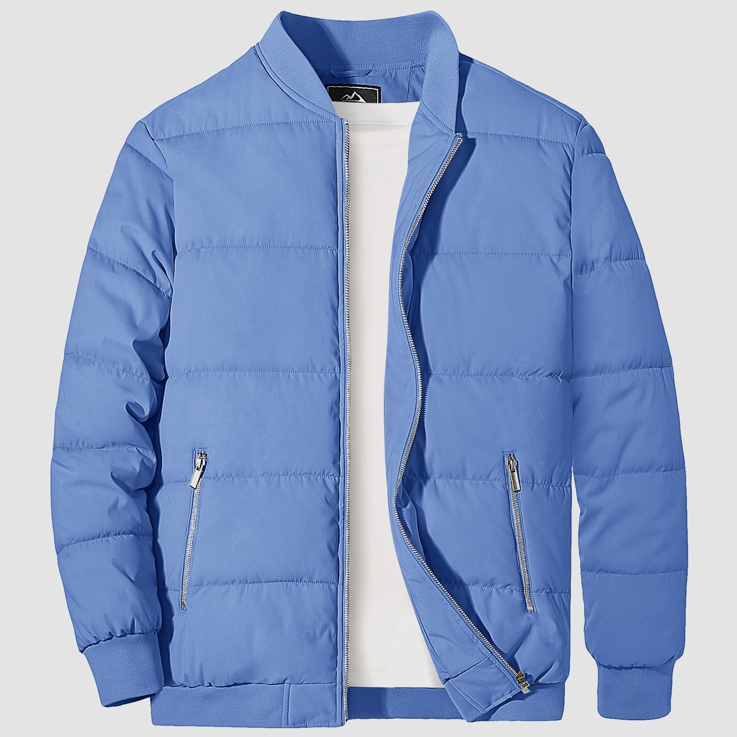 Men's Quilted Bomber Puffer Jacket - Warm, Windproof Outerwear for Ultimate Comfort and Style