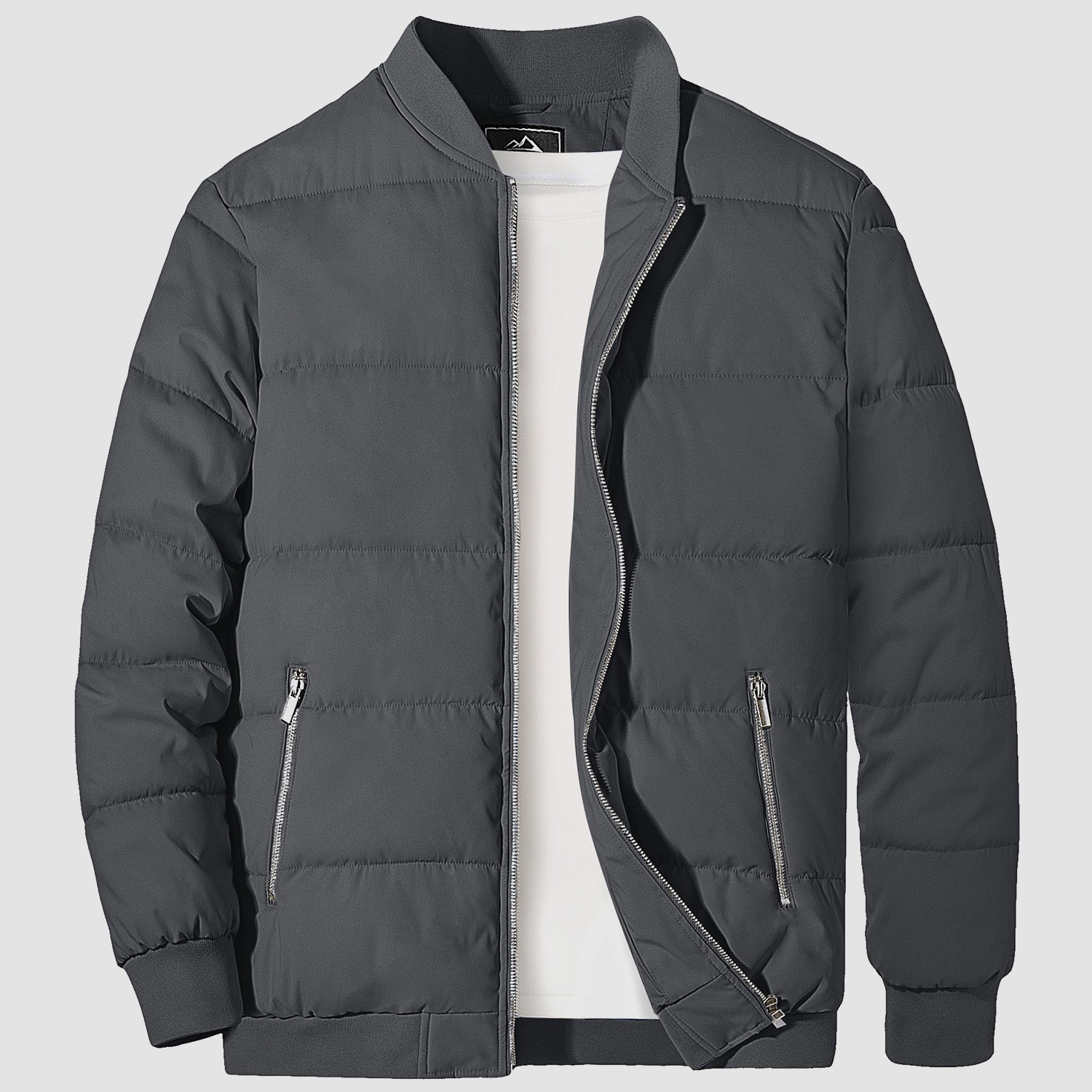 Men's Quilted Bomber Puffer Jacket - Warm, Windproof Outerwear for Ultimate Comfort and Style