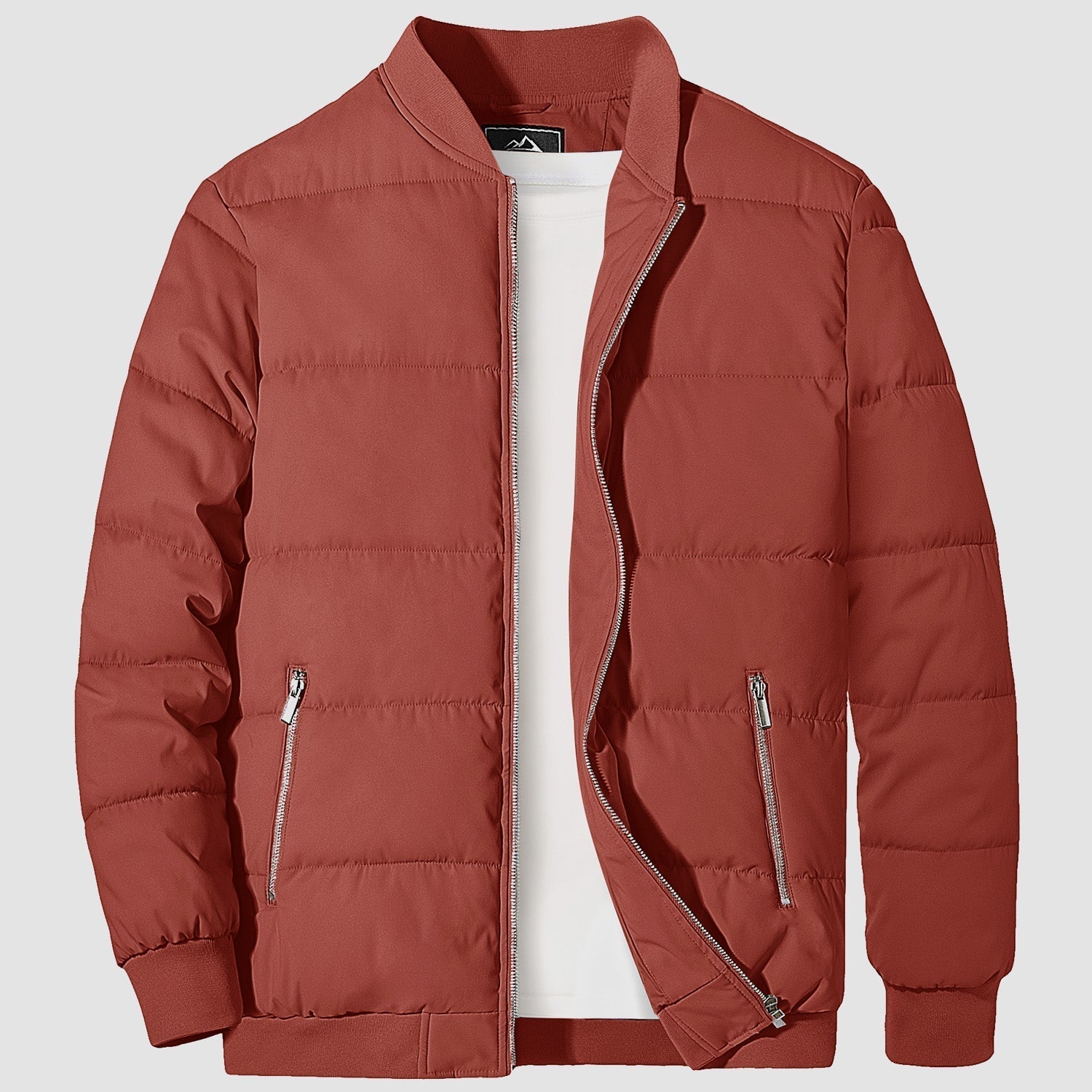 Men's Quilted Bomber Puffer Jacket - Warm, Windproof Outerwear for Ultimate Comfort and Style