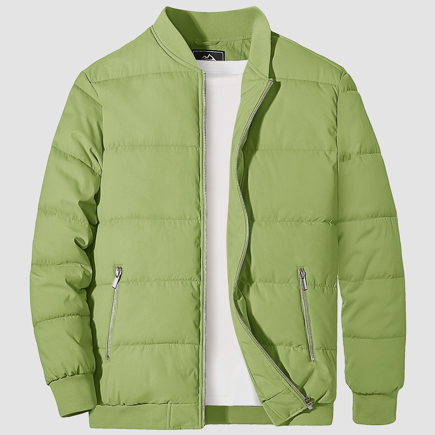 Men's Quilted Bomber Puffer Jacket - Warm, Windproof Outerwear for Ultimate Comfort and Style