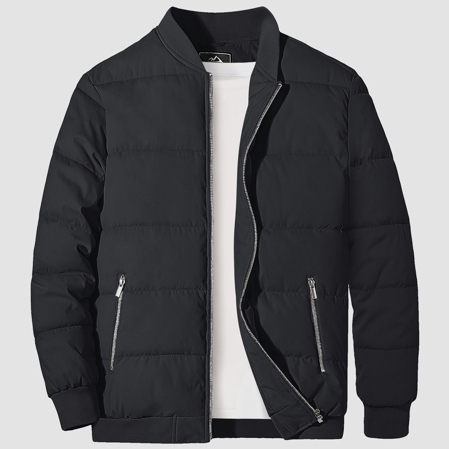 Men's Quilted Bomber Puffer Jacket - Warm, Windproof Outerwear for Ultimate Comfort and Style