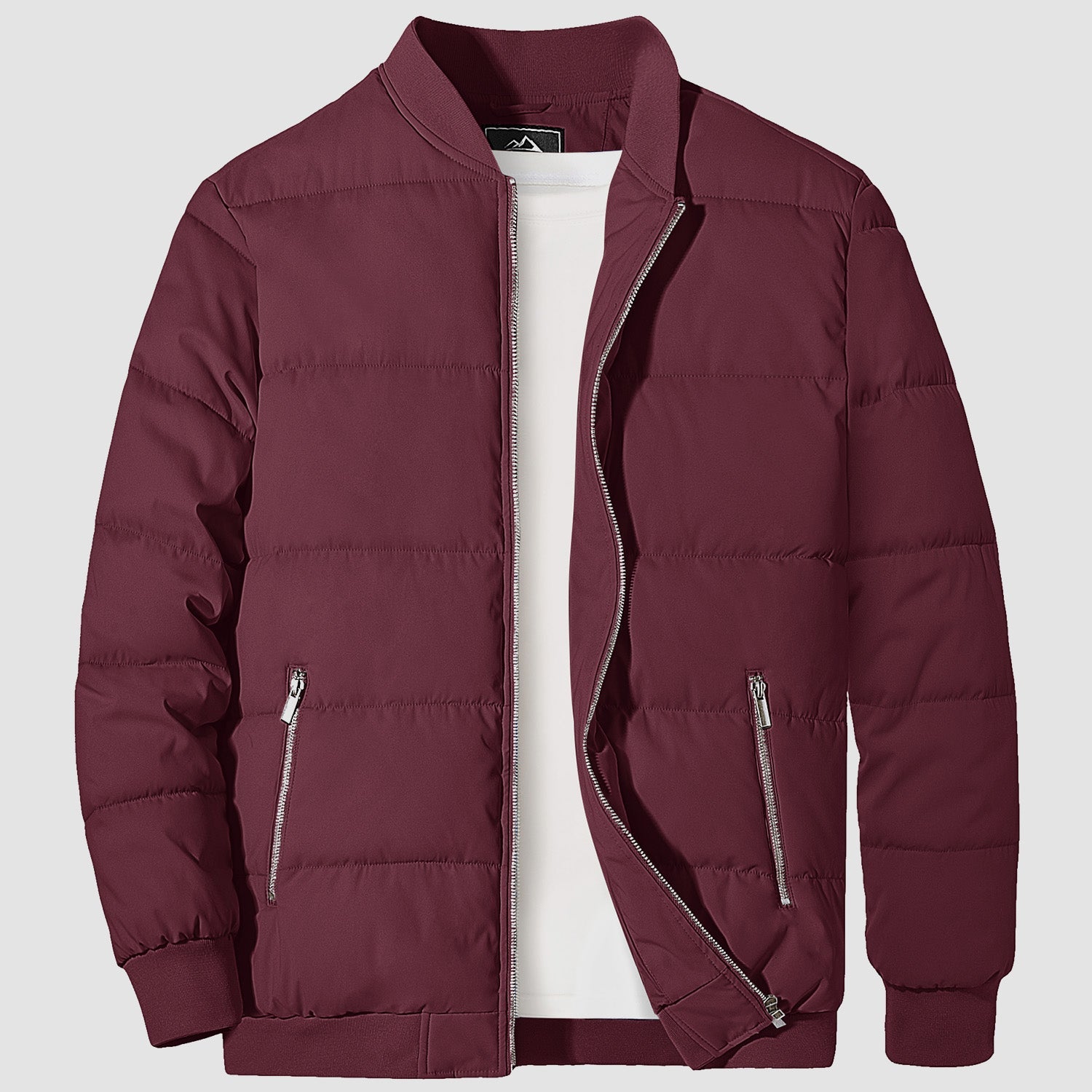 Men's Quilted Bomber Puffer Jacket - Warm, Windproof Outerwear for Ultimate Comfort and Style
