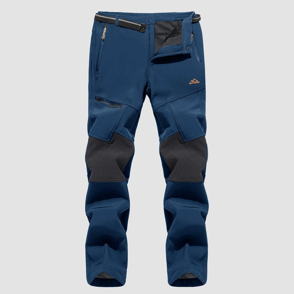 Men's Water-Resistant Fleece-Lined Ski Pants with 4 Zip Pockets - Ultimate Comfort & Warmth for Winter Sports