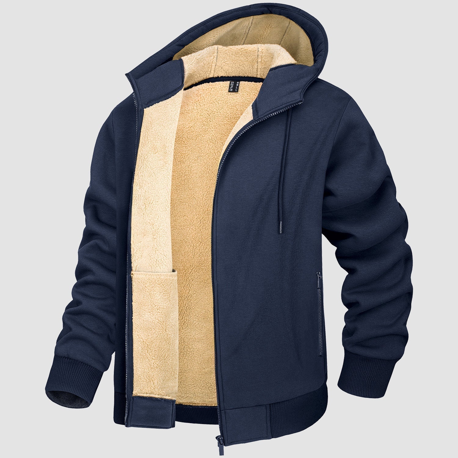 Men's Warm Fleece Lined Zipper Hoodie Jacket - Cozy Winter Coat for Ultimate Comfort