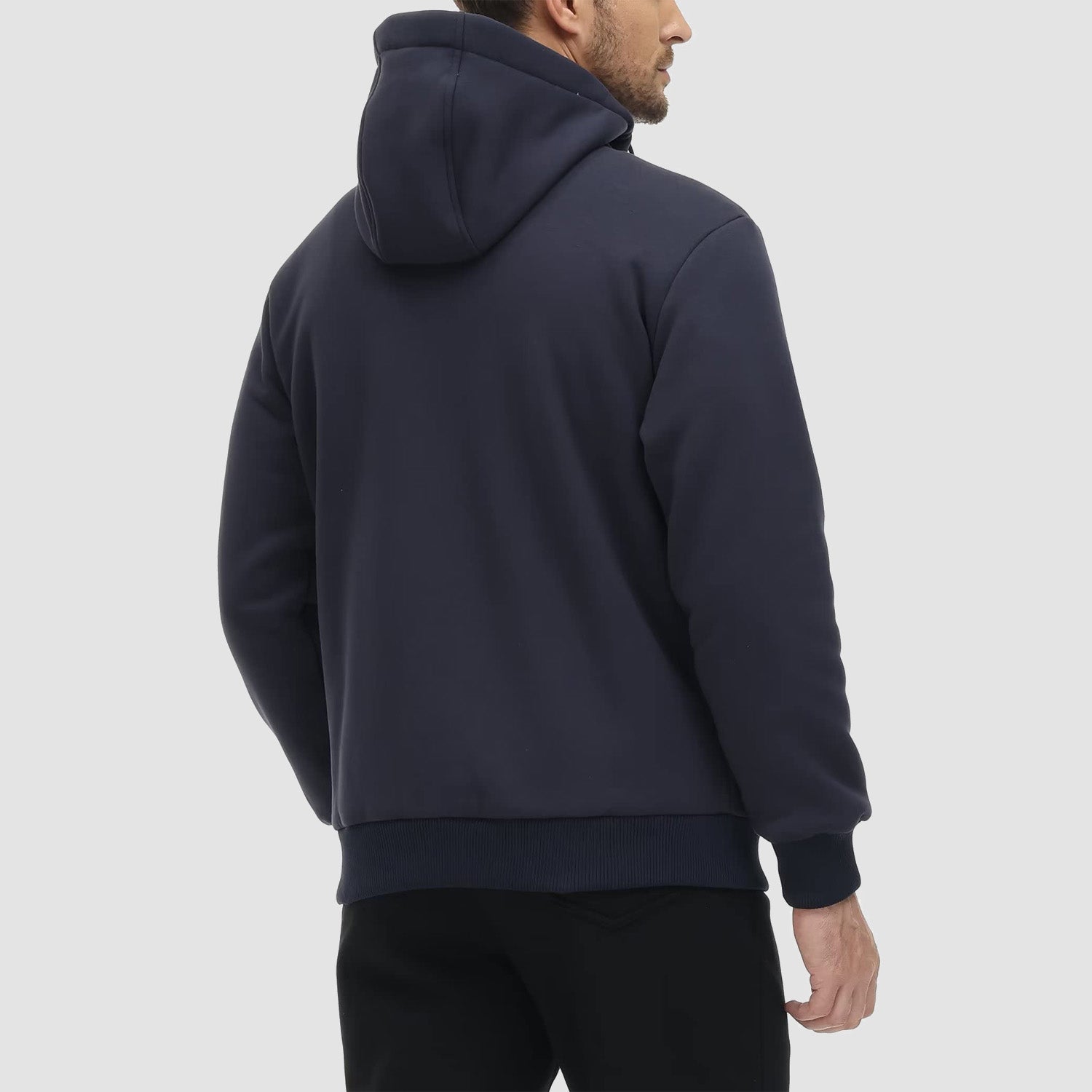 Men's Warm Fleece Lined Zipper Hoodie Jacket - Cozy Winter Coat for Ultimate Comfort