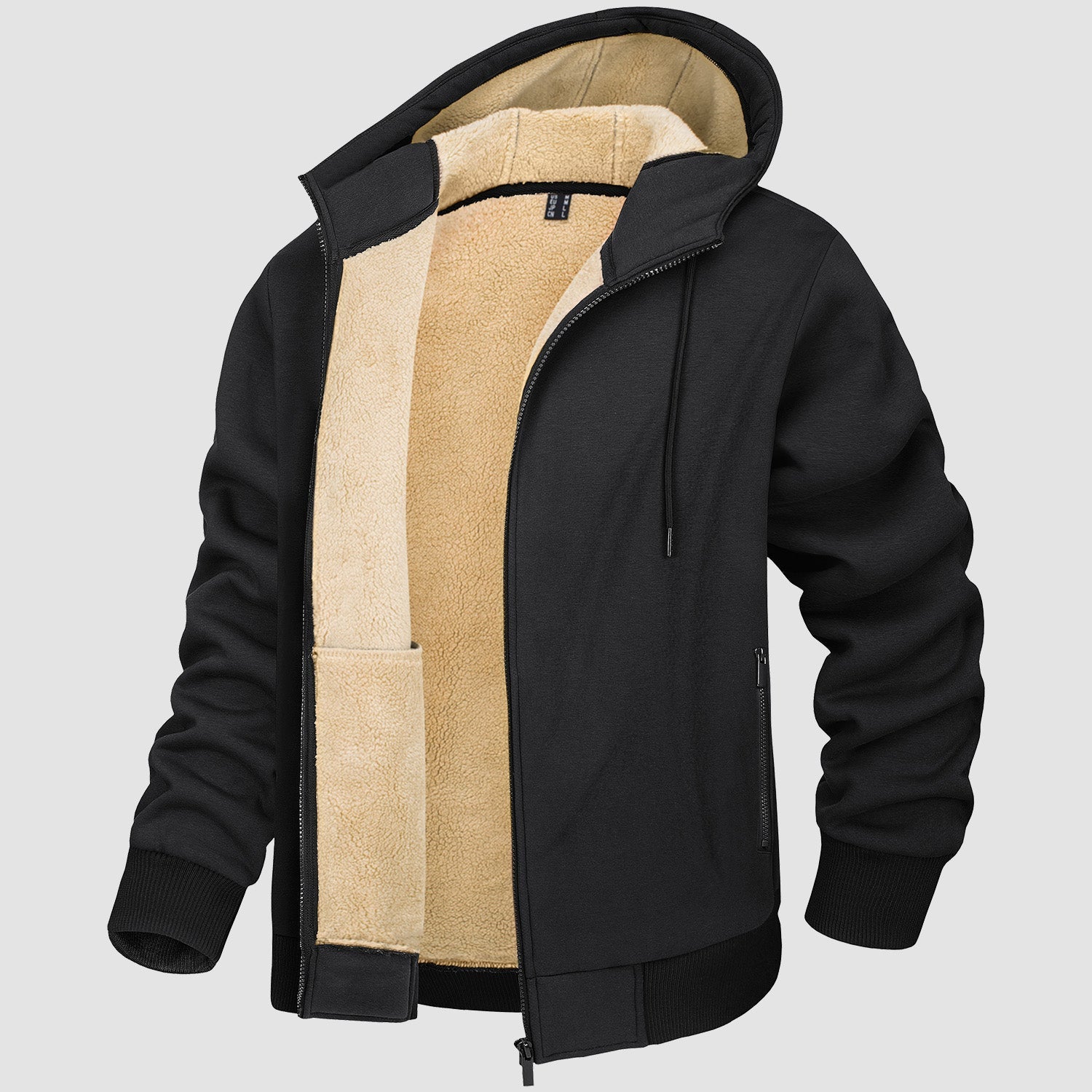 Men's Warm Fleece Lined Zipper Hoodie Jacket - Cozy Winter Coat for Ultimate Comfort