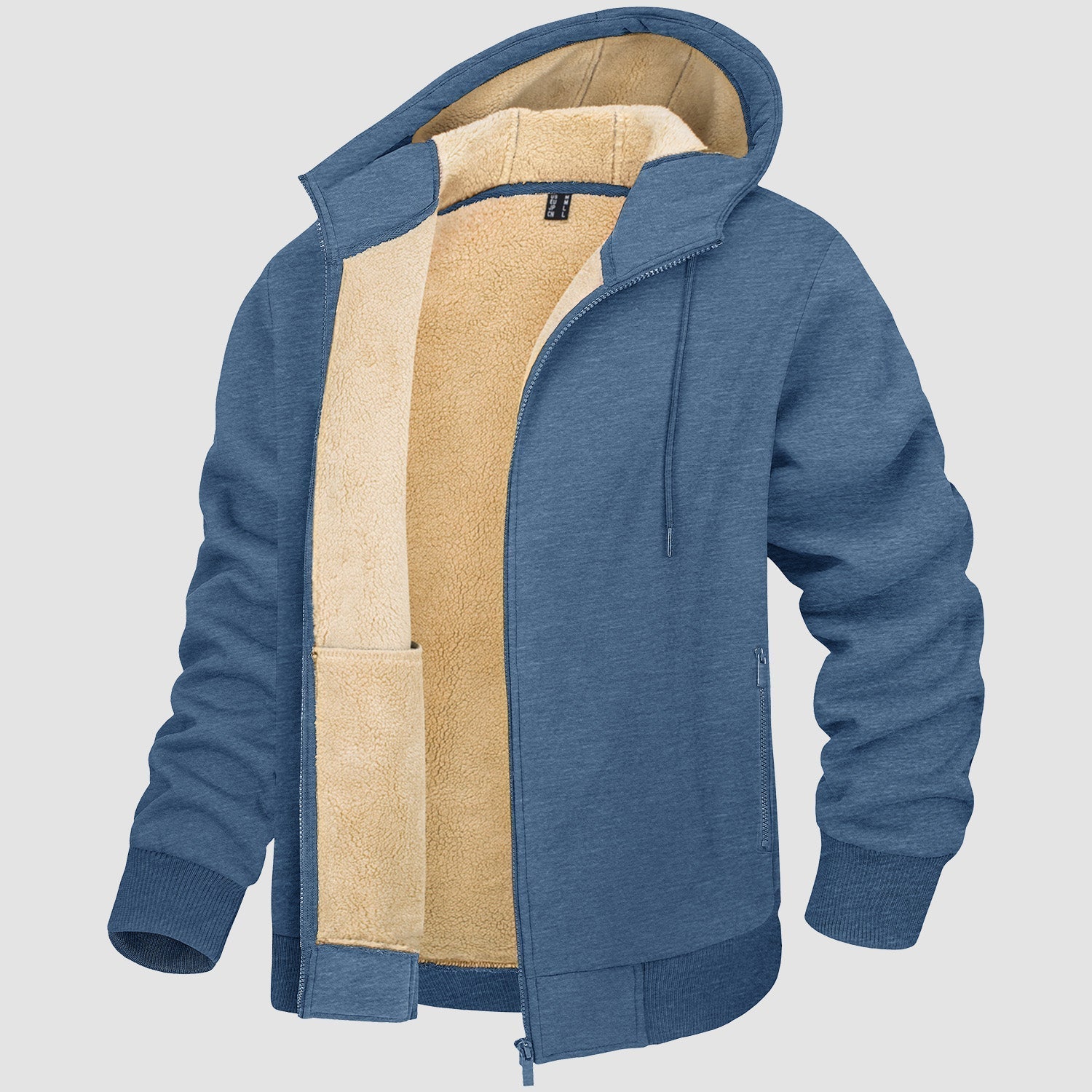 Men's Warm Fleece Lined Zipper Hoodie Jacket - Cozy Winter Coat for Ultimate Comfort