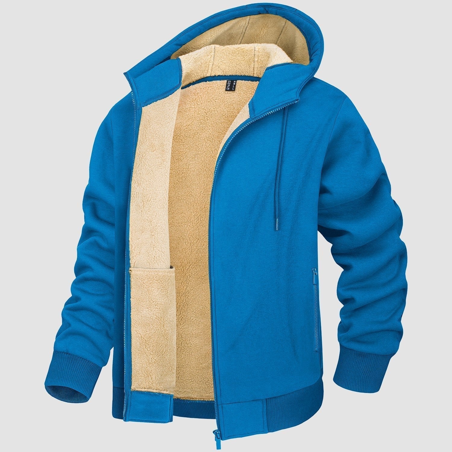 Men's Warm Fleece Lined Zipper Hoodie Jacket - Cozy Winter Coat for Ultimate Comfort