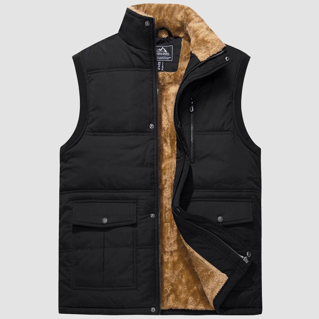 Men's Fleece Lined Vest - Warm Sleeveless Jacket for Outdoor Activities & Casual Wear