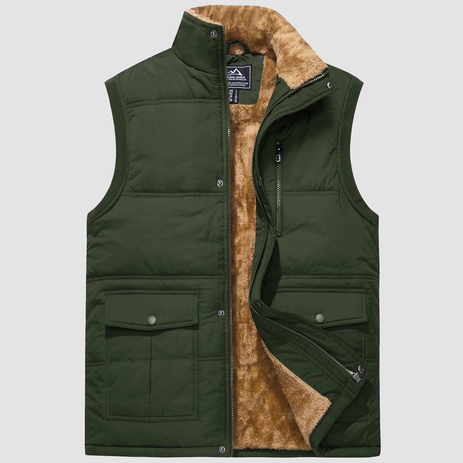 Men's Fleece Lined Vest - Warm Sleeveless Jacket for Outdoor Activities & Casual Wear