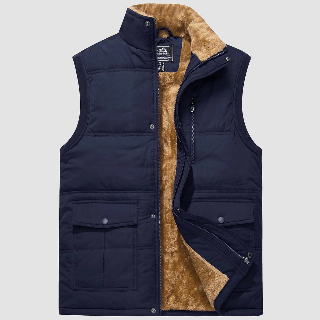 Men's Fleece Lined Vest - Warm Sleeveless Jacket for Outdoor Activities & Casual Wear