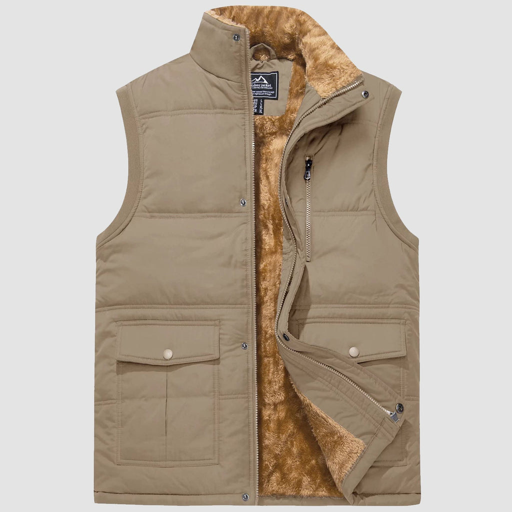 Men's Fleece Lined Vest - Warm Sleeveless Jacket for Outdoor Activities & Casual Wear