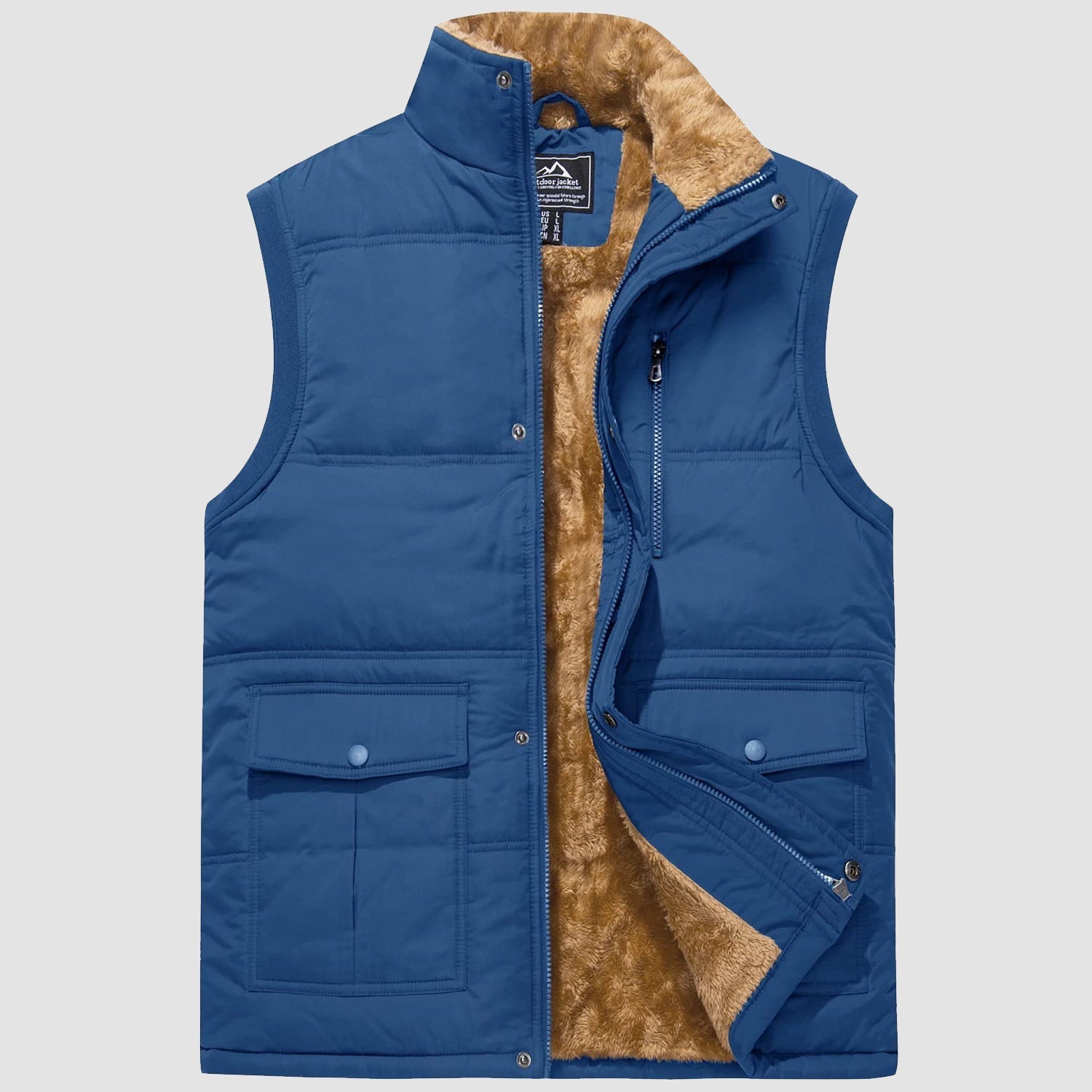 Men's Fleece Lined Vest - Warm Sleeveless Jacket for Outdoor Activities & Casual Wear