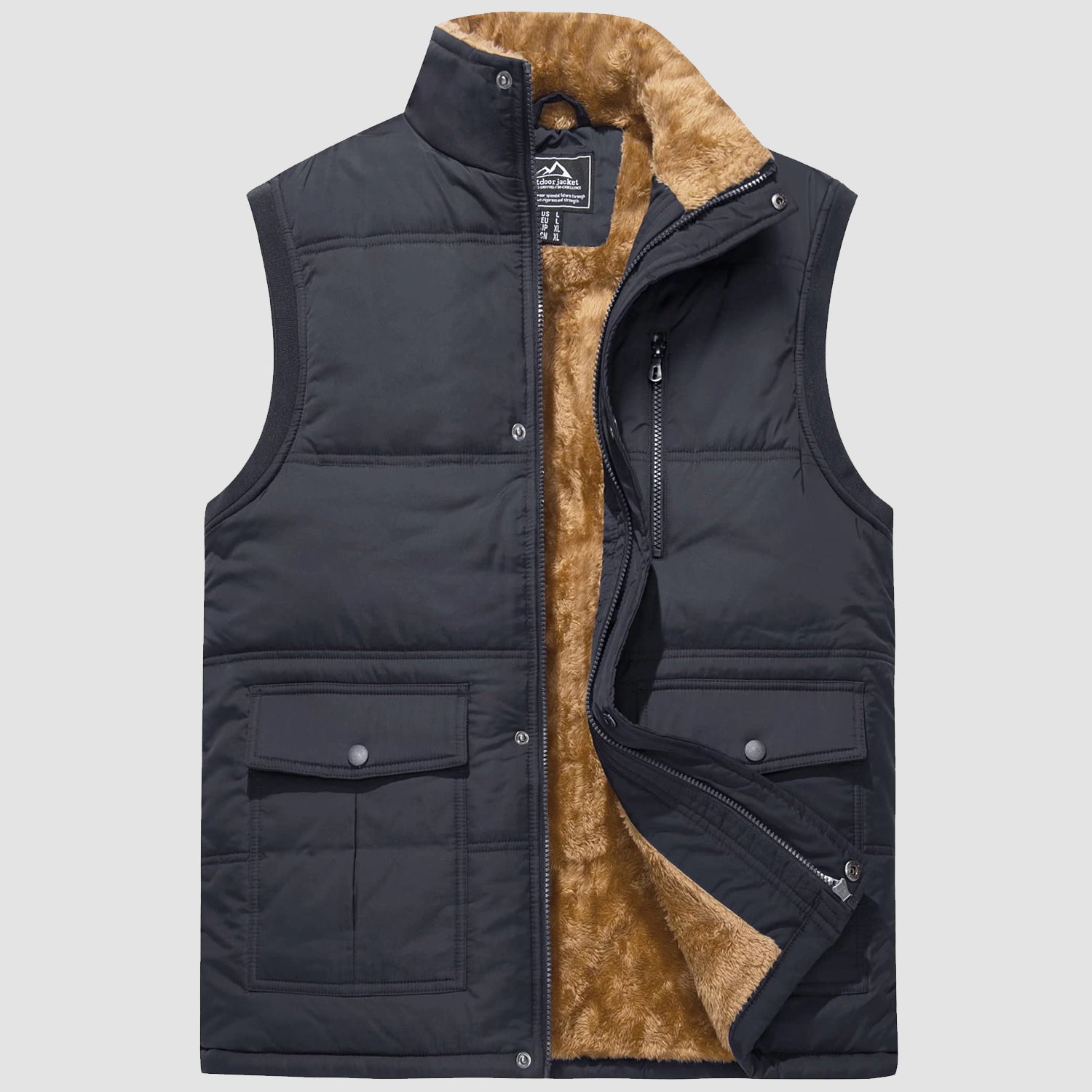 Men's Fleece Lined Vest - Warm Sleeveless Jacket for Outdoor Activities & Casual Wear
