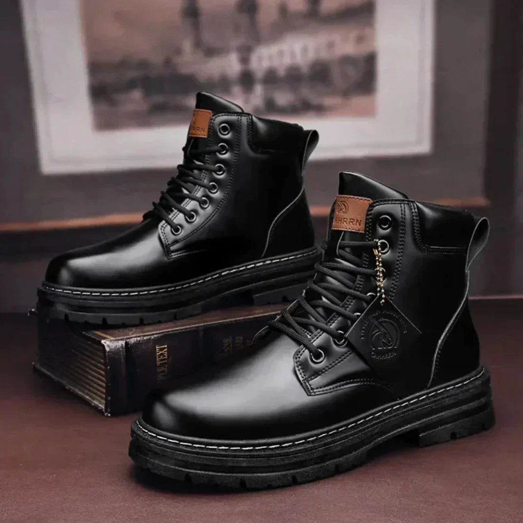 Men's Rugged Lace-Up Ankle Boots with Padded Collar & Durable Sole - Stylish & Comfortable Footwear