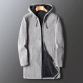 Men's Zip-Up Long Hooded Fleece Jacket with Adjustable Drawstring Hood - Warm & Stylish Outerwear
