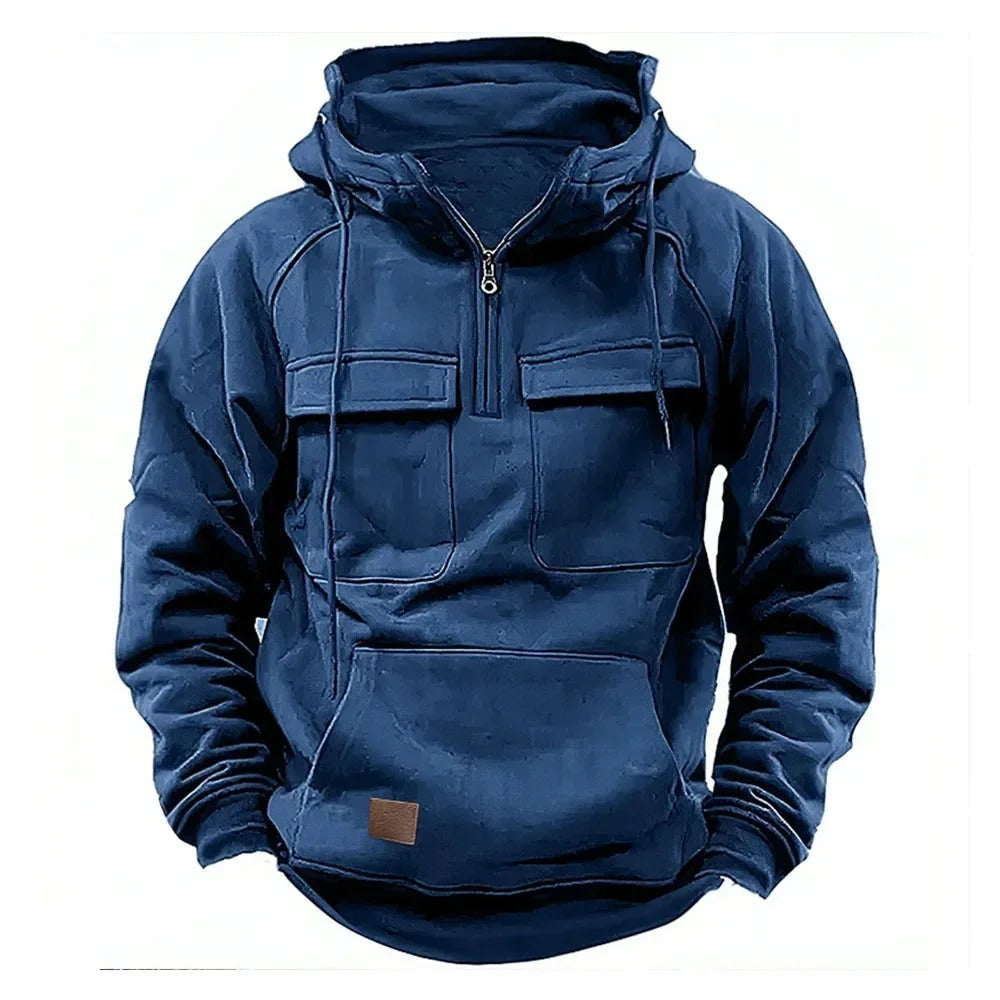 Men's Utility Hoodie with Zipper & Chest Pocket - Stylish, Functional Outerwear
