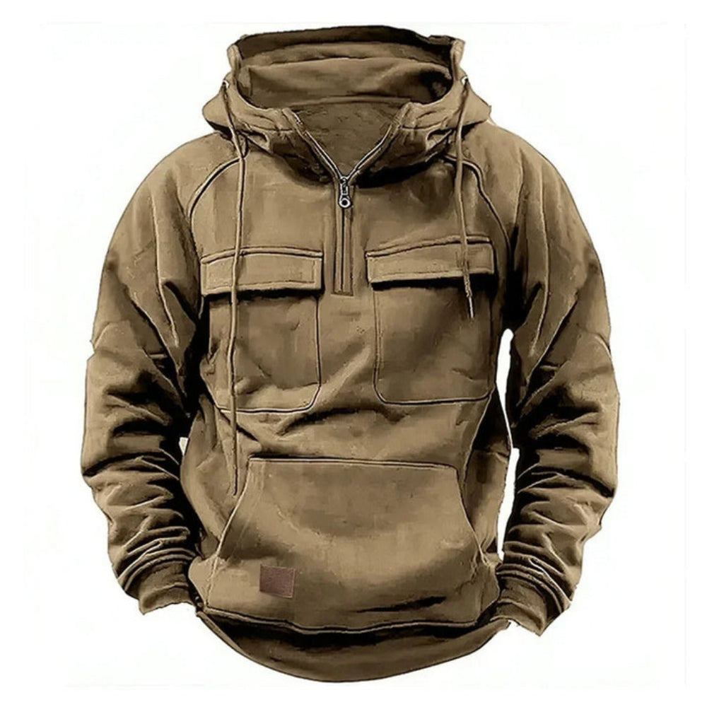 Men's Utility Hoodie with Zipper & Chest Pocket - Stylish, Functional Outerwear