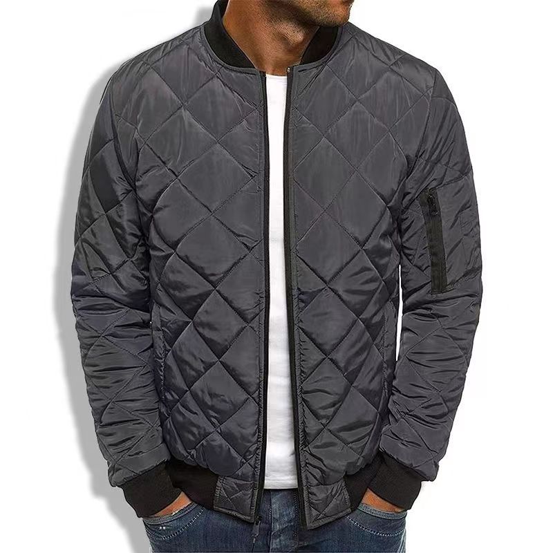Men's Lightweight Quilted Bomber Jacket with Stylish Diamond Stitching - Perfect for All Seasons