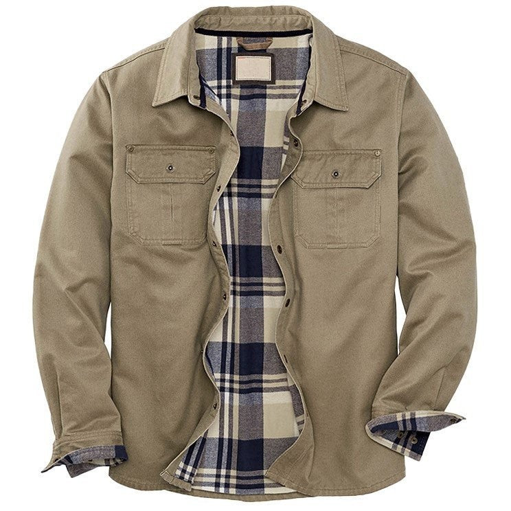 Men's Waxed Bomber Jacket with Flannel Lining & Chest Pockets - Stylish & Durable Outerwear