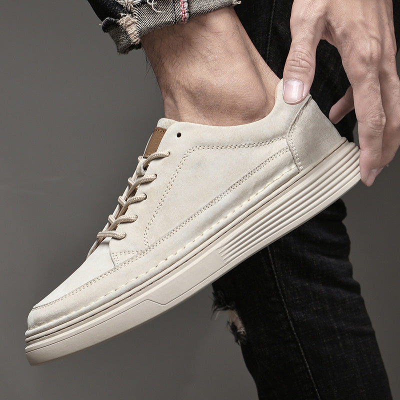 Men's Casual Lace-Up Sneakers with Contrast Sole & Raised Stitching - Stylish, Comfortable Footwear for Everyday Wear