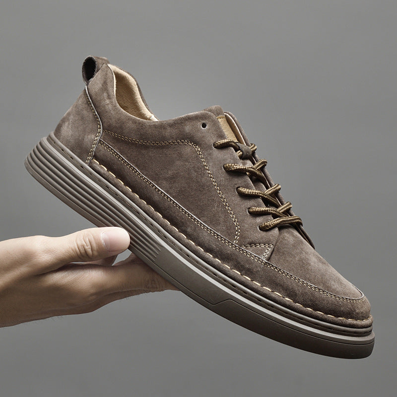 Men's Casual Lace-Up Sneakers with Contrast Sole & Raised Stitching - Stylish, Comfortable Footwear for Everyday Wear
