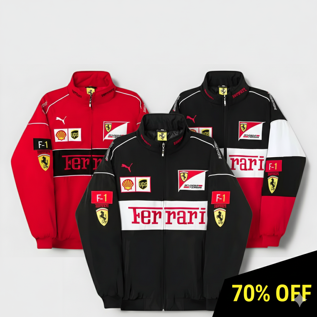 Combo 3x1 Vintage Unisex Ferrari Racing Jacket - Classic Logo Design, Retro Style