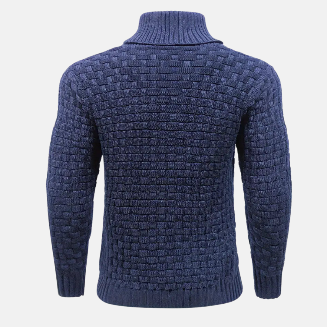 Men's Shawl Collar Textured Knit Jumper with Stylish Button Detail - Cozy & Versatile Sweater