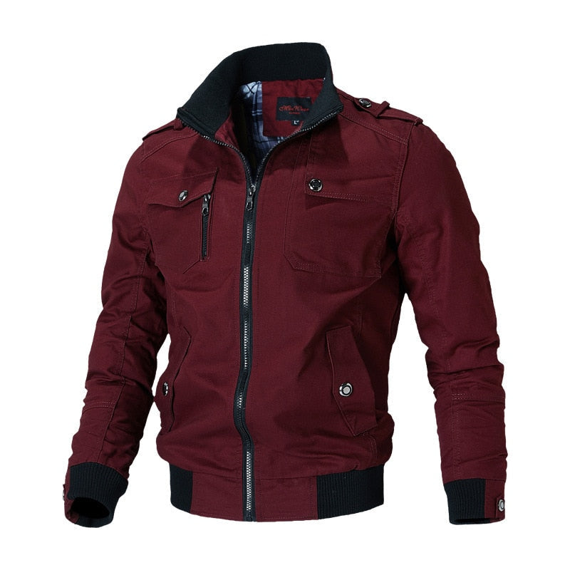 Men's Lightweight Utility Bomber Jacket with Zipper Pockets - Stylish & Functional Outerwear