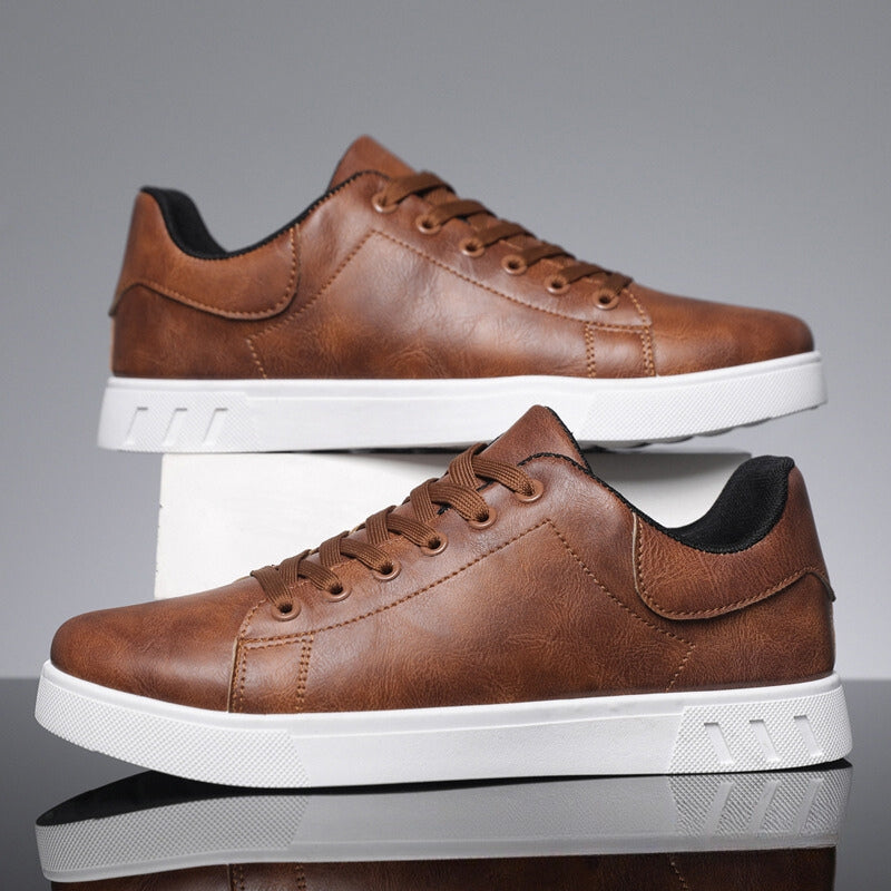 Men's Low-Top Casual Lace-Up Sneakers with White Sole - Stylish & Comfortable Footwear for Everyday Wear