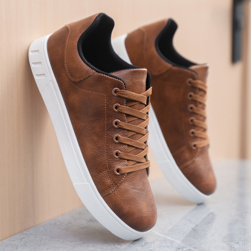 Men's Low-Top Casual Lace-Up Sneakers with White Sole - Stylish & Comfortable Footwear for Everyday Wear