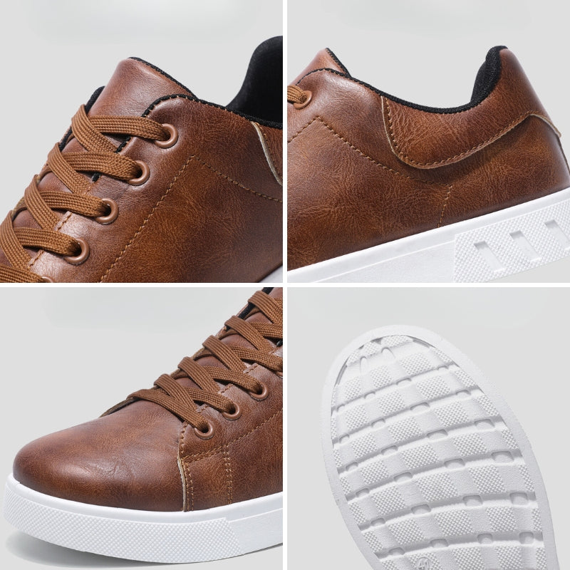 Men's Low-Top Casual Lace-Up Sneakers with White Sole - Stylish & Comfortable Footwear for Everyday Wear