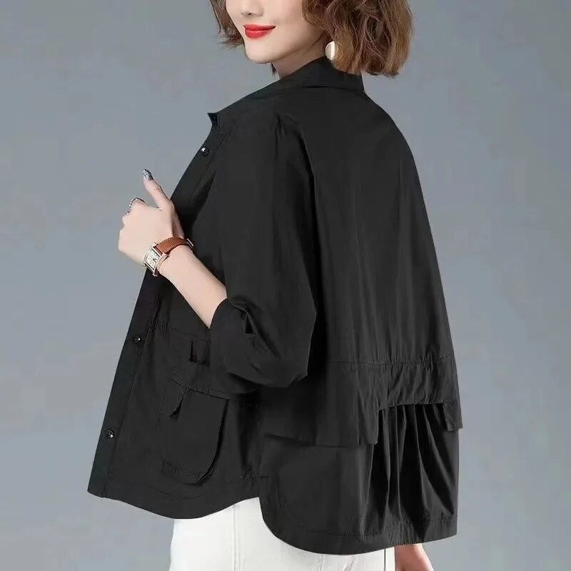 Avencea Women's Relaxed Fit Jacket with Practical Pockets - Stylish Outerwear for Everyday Wear