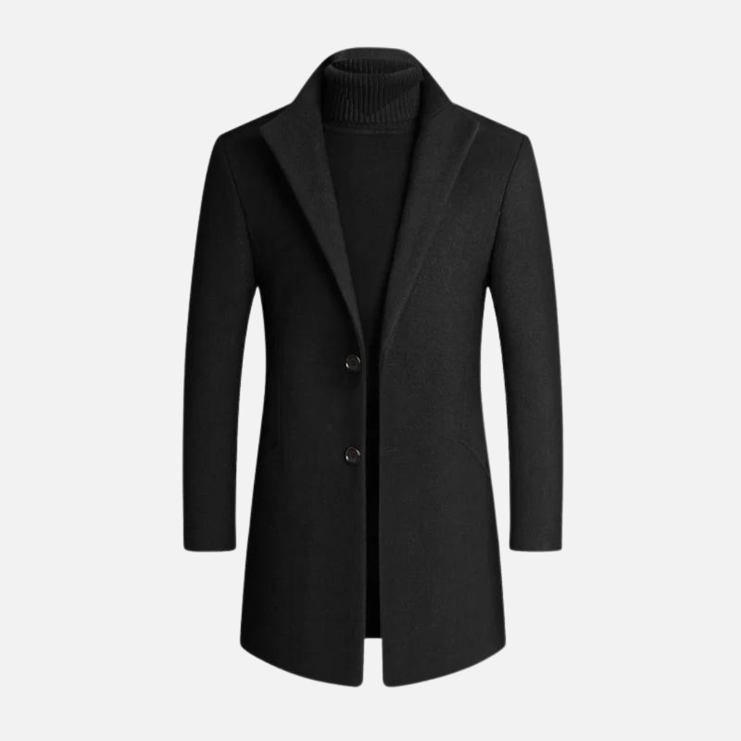 Men's Slim Fit Long Coat - Classic Lapel Design, Stylish Outerwear for Every Occasion
