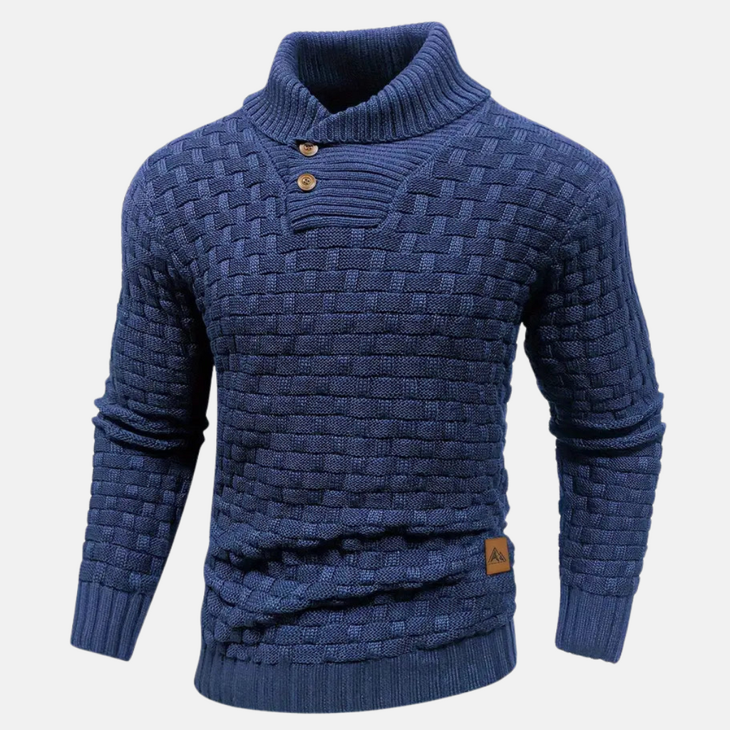 Men's Shawl Collar Textured Knit Jumper with Stylish Button Detail - Cozy & Versatile Sweater