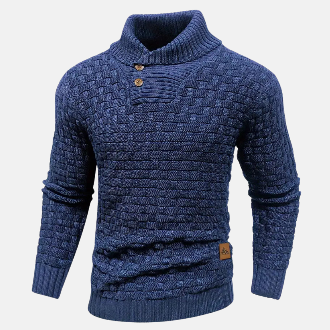 Men's Shawl Collar Textured Knit Jumper with Stylish Button Detail - Cozy & Versatile Sweater