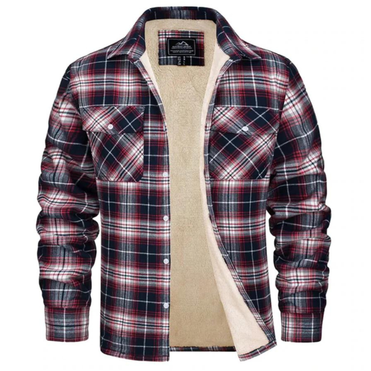 Men's Checked Bomber Jacket with Cozy Warm Lining & Convenient Snap Pockets - Stylish & Comfortable Outerwear for Fall/Winter