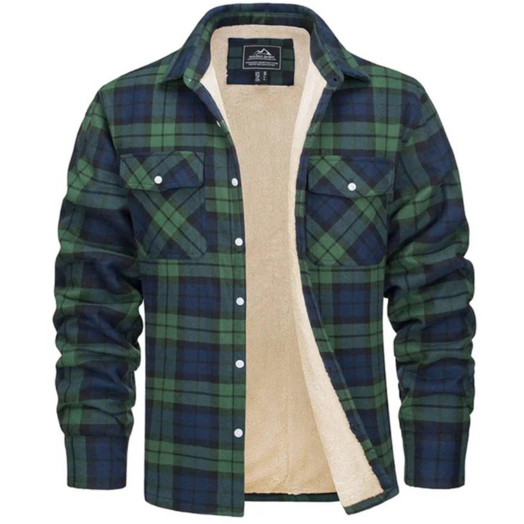 Men's Checked Bomber Jacket with Cozy Warm Lining & Convenient Snap Pockets - Stylish & Comfortable Outerwear for Fall/Winter