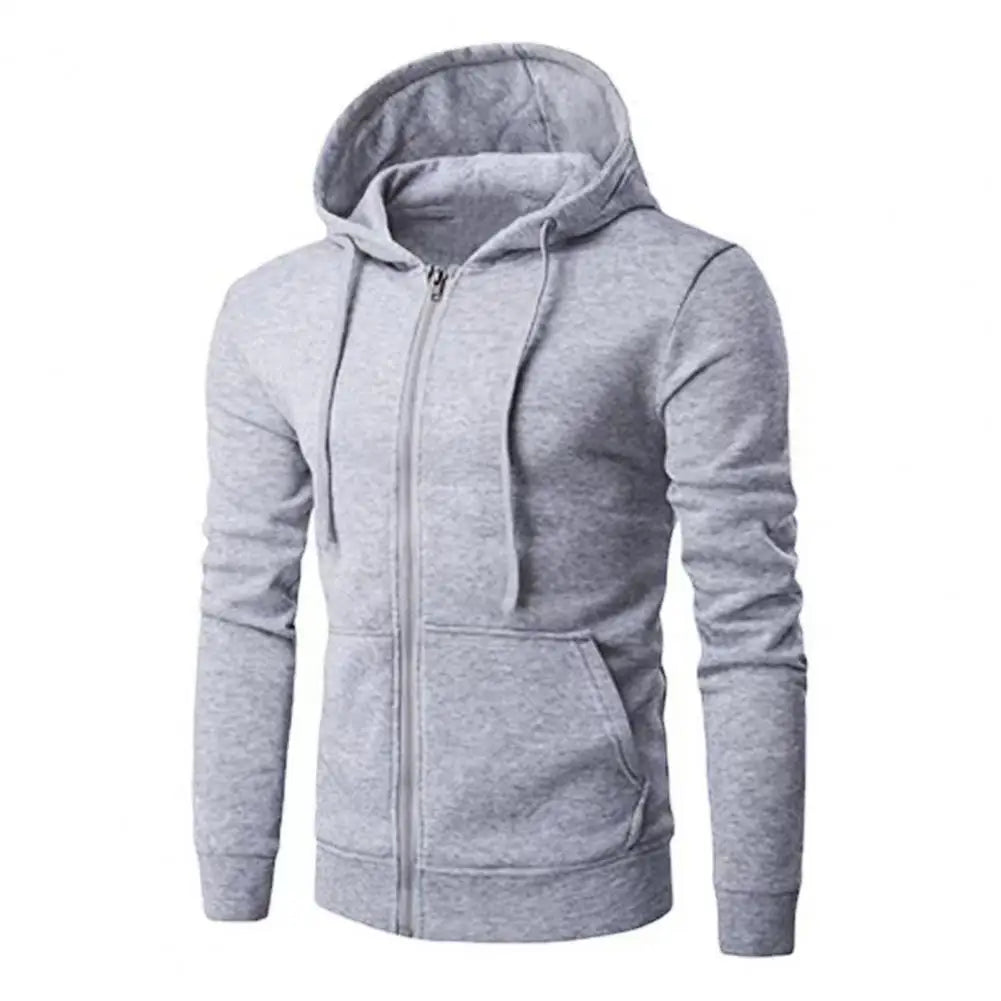 Men's Slim Fit Zip-Up Sport Hoodie with Adjustable Drawstring Hood - Perfect for Active Lifestyle