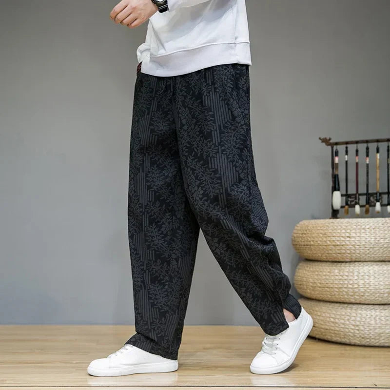 Floral Linen Straight Leg Pants