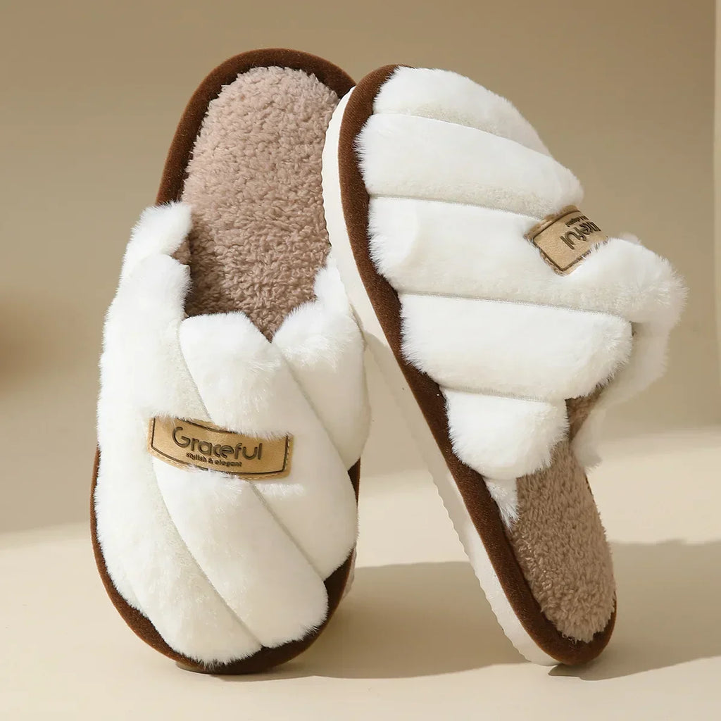 Cozy Women's Plush Slide Slippers - Soft Cushioned Indoor Comfort Footwear