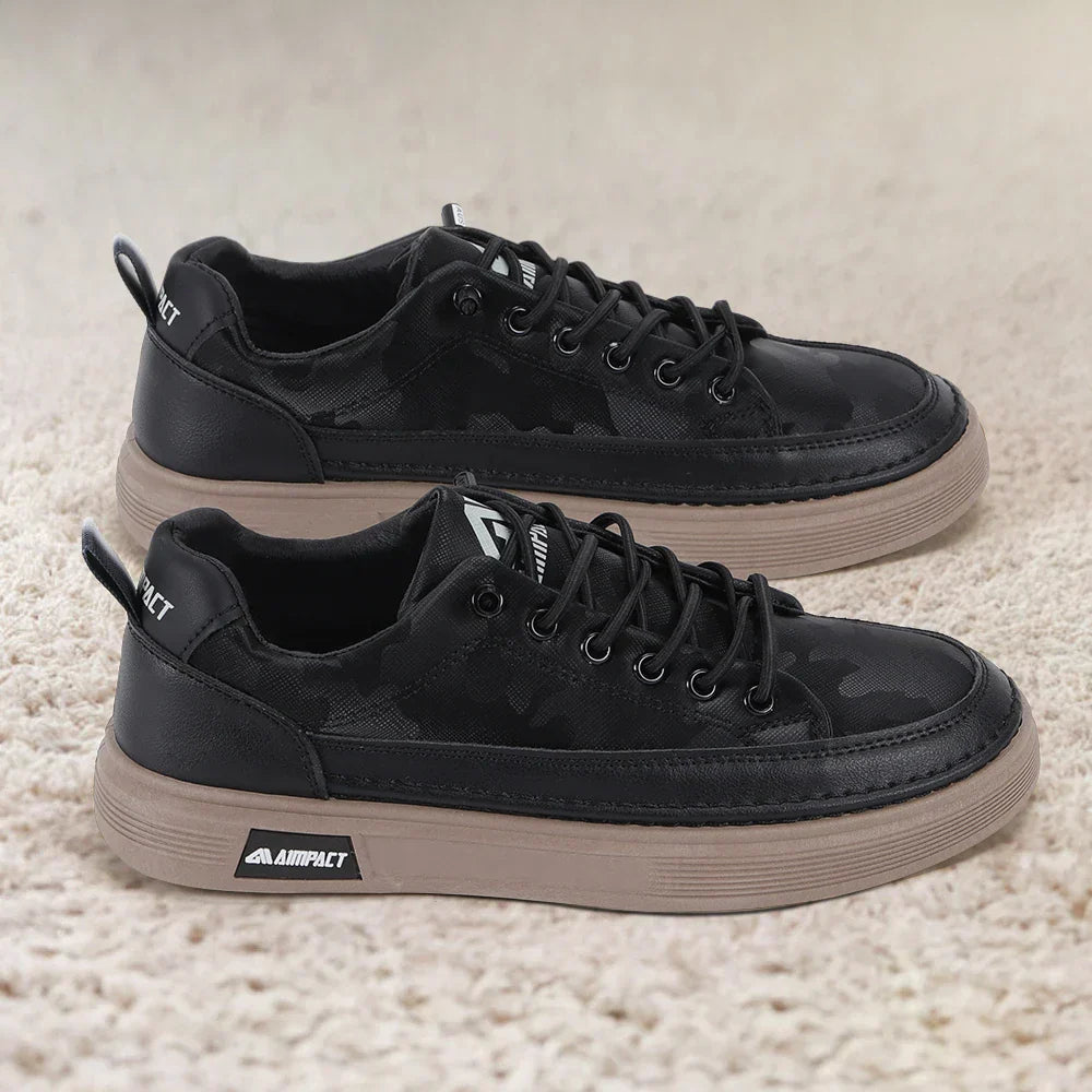 Men's Lace-Up Platform Skate Sneakers with Contrast Sole - Stylish & Comfortable Footwear for Skating and Everyday Wear