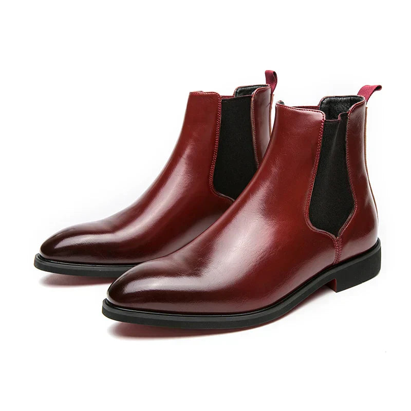 Men's Classic Chelsea Slip-On Ankle Boots with Red Sole - Stylish & Comfortable Footwear for Every Occasion