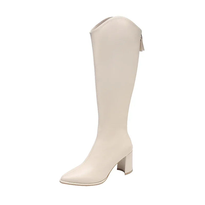 Stylish Women's Knee High Boots with Side Zip Closure & Comfortable Block Heel