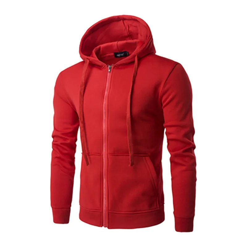 Men's Slim Fit Zip-Up Sport Hoodie with Adjustable Drawstring Hood - Perfect for Active Lifestyle