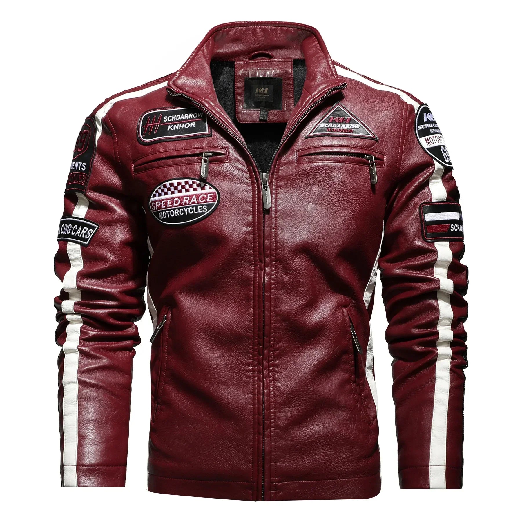 Jackets Patchwork Vintage Overcoat Biker PU Embroidery Bomber Zipper Fleece Jackets Male Autumn Men's Motorcycle Leather Jacket